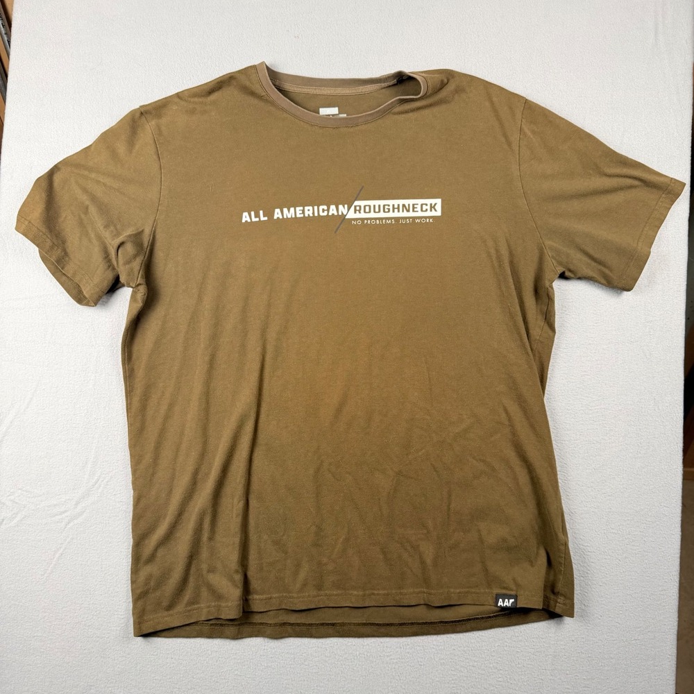 All American Roughneck Mens XL Brown Graphic T-Shirt No Problems Just Work AAR